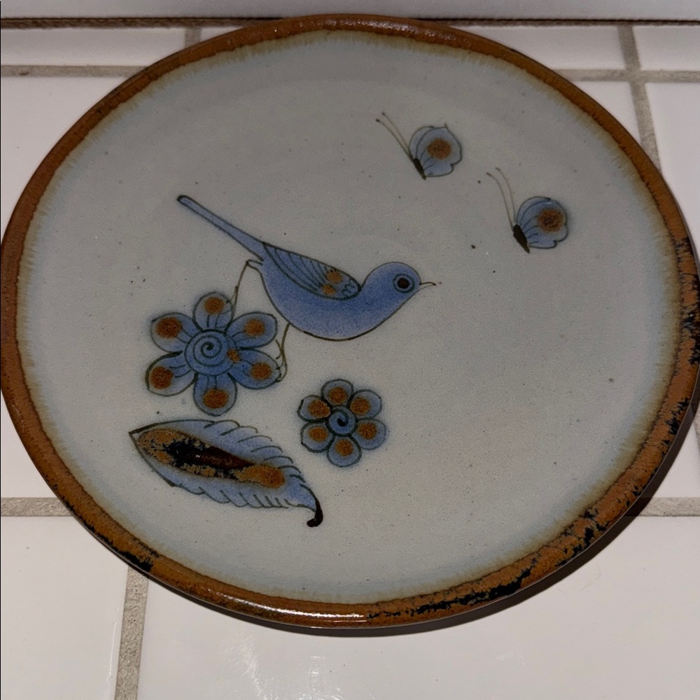 Ken Edwards Mexican TONALA POTTERY El Palomar 7.5” plate #7 🐈‍⬛
